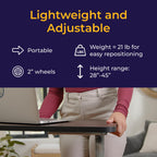 Drive Medical Overbed Table with Wheels - Non Tilt Surface

