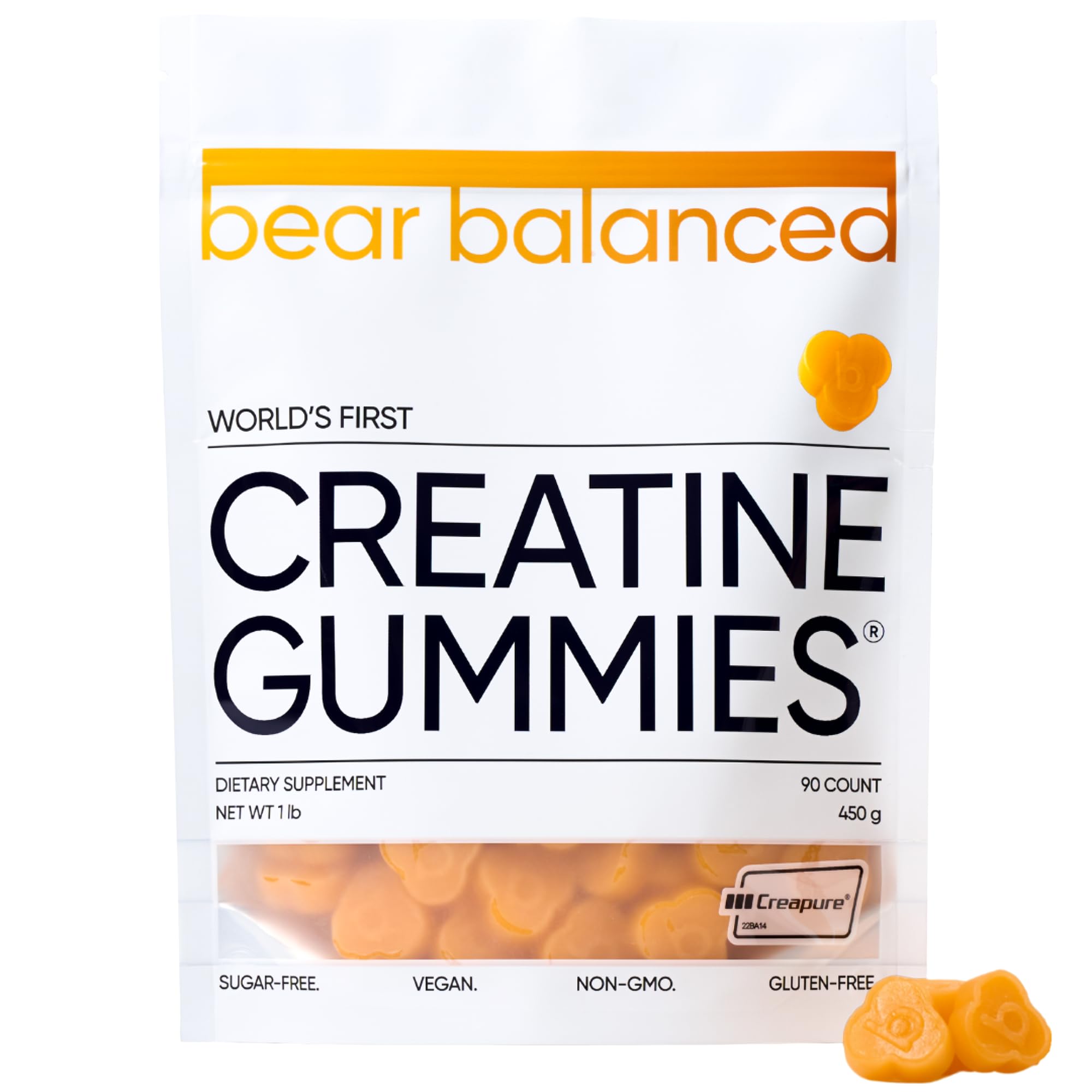 Bear Balanced Creatine Gummies with Creapure Creatine Monohydrate, L-Theanine & B12 - Vegan