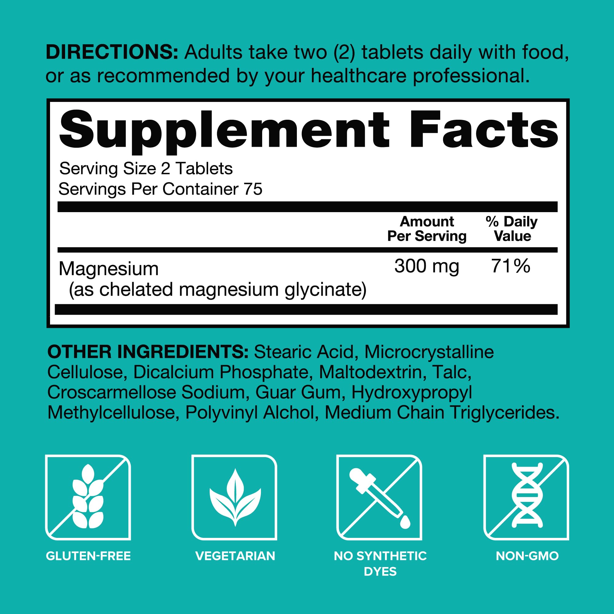 Qunol Magnesium Glycinate 300mg Chelated Supplement

