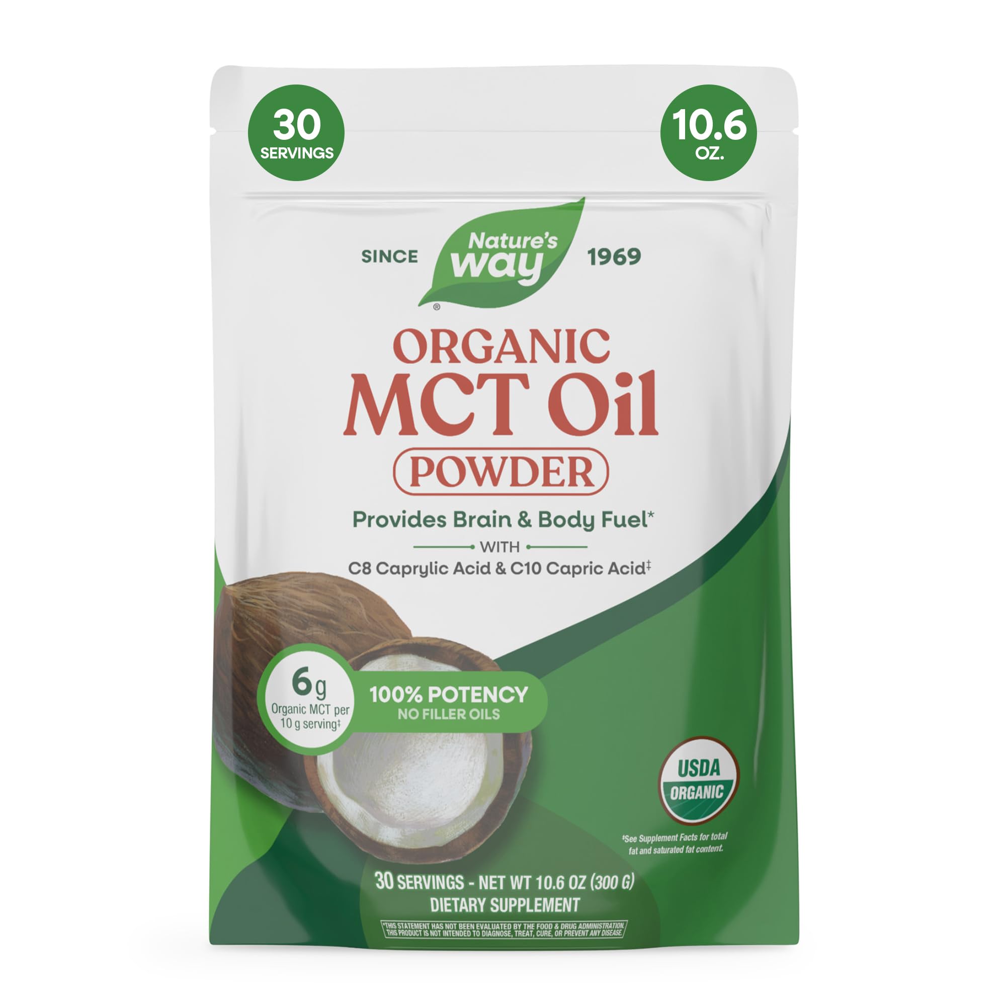 Nature's Way Organic MCT Oil – Coconut MCT Oil with C8 & C10