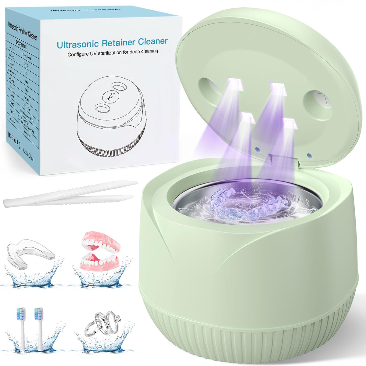 Dental Ultrasonic Retainer Cleaner Machine 45kHz with 200 mL Tank