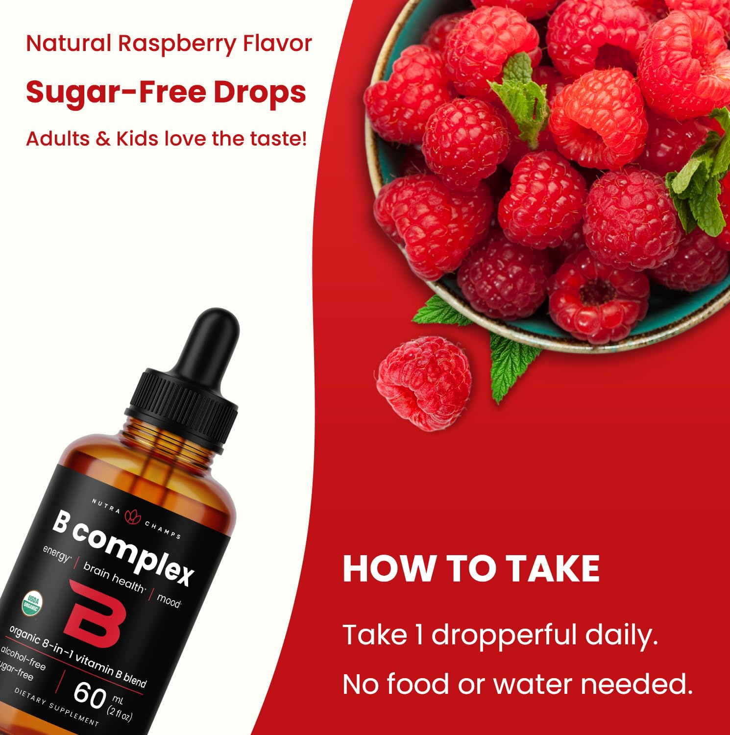 Vitamin B Complex Liquid Drops - USDA Organic B12


