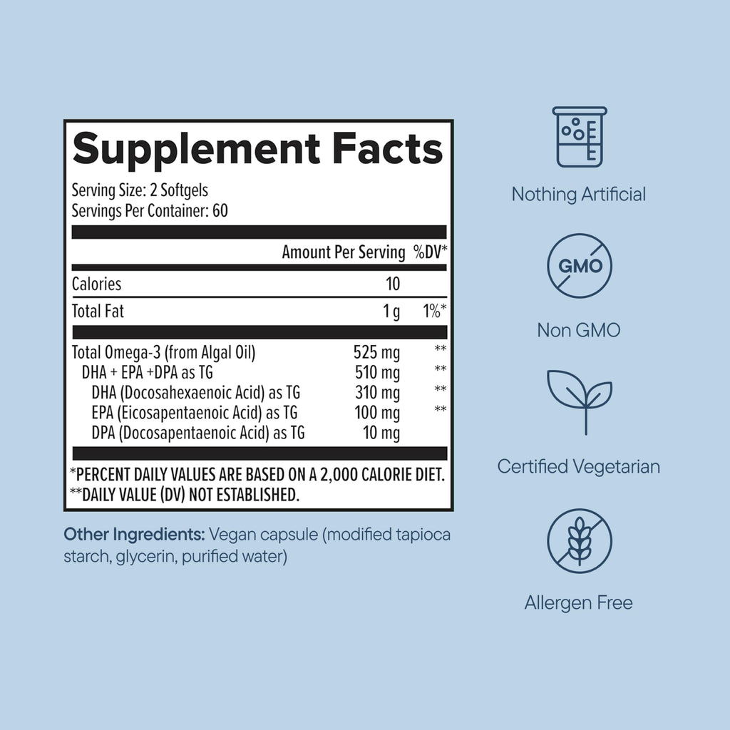 Zenwise Health Vegan Omega-3 Algae Supplement - Burpless

