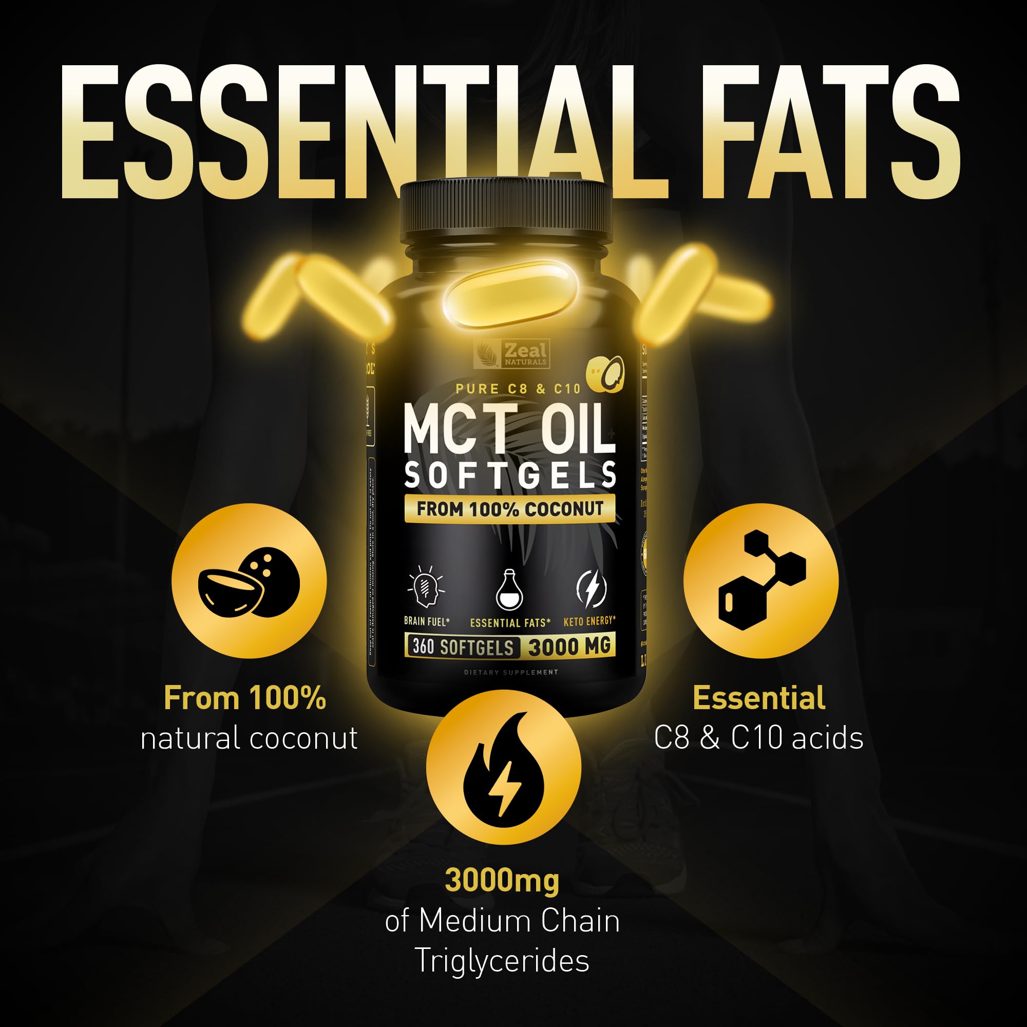 Zeal Naturals MCT Oil Capsules for Keto & Focus

