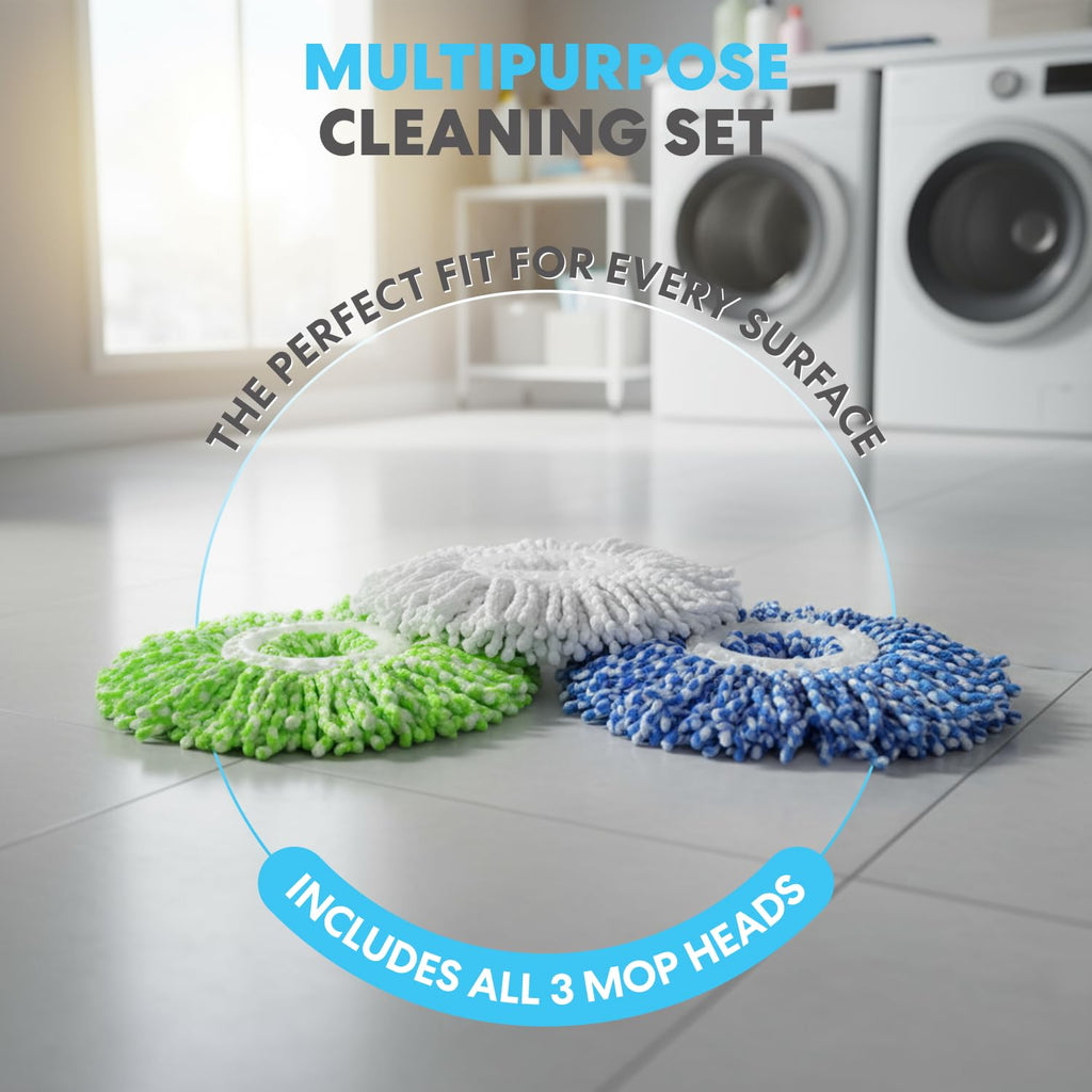 Simpli-Magic Cleaning System with 3 Microfiber Mop Heads


