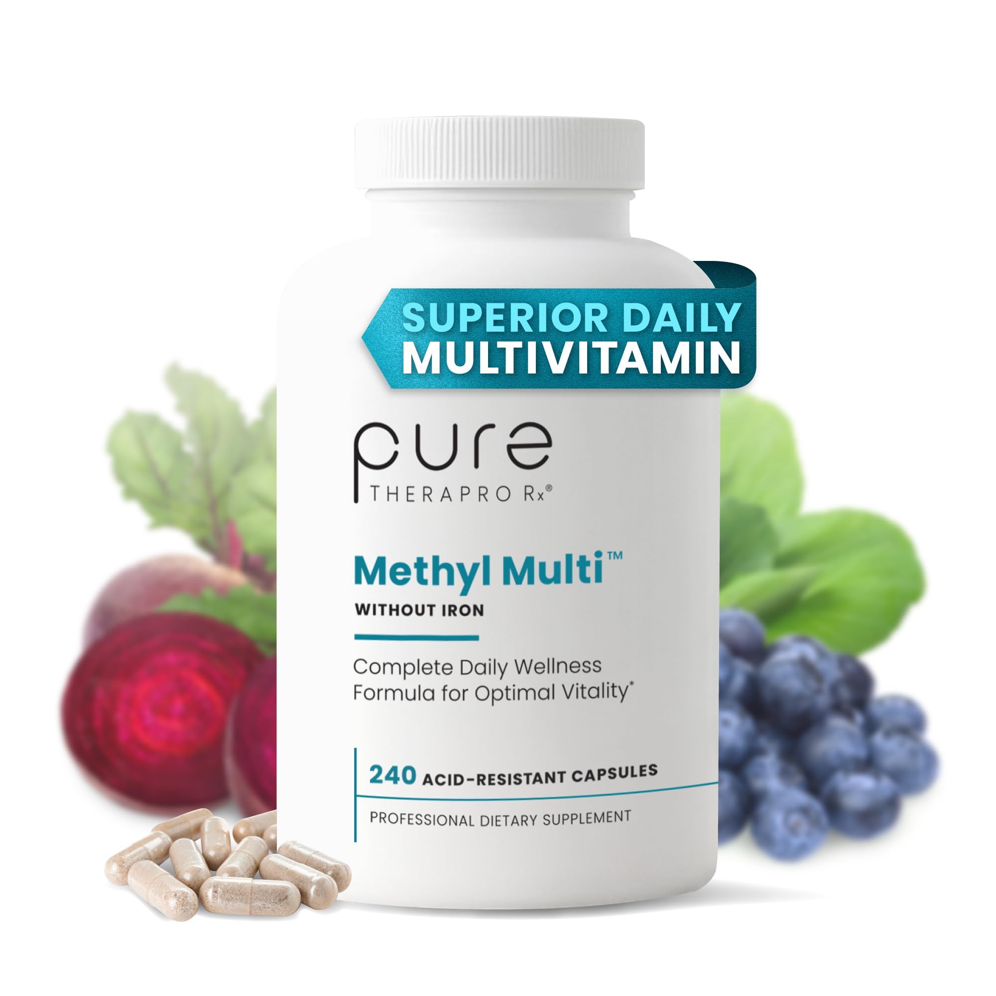 Pure TheraPro Rx Methylated Multivitamin for Men & Women – Iron-Free, USA Made