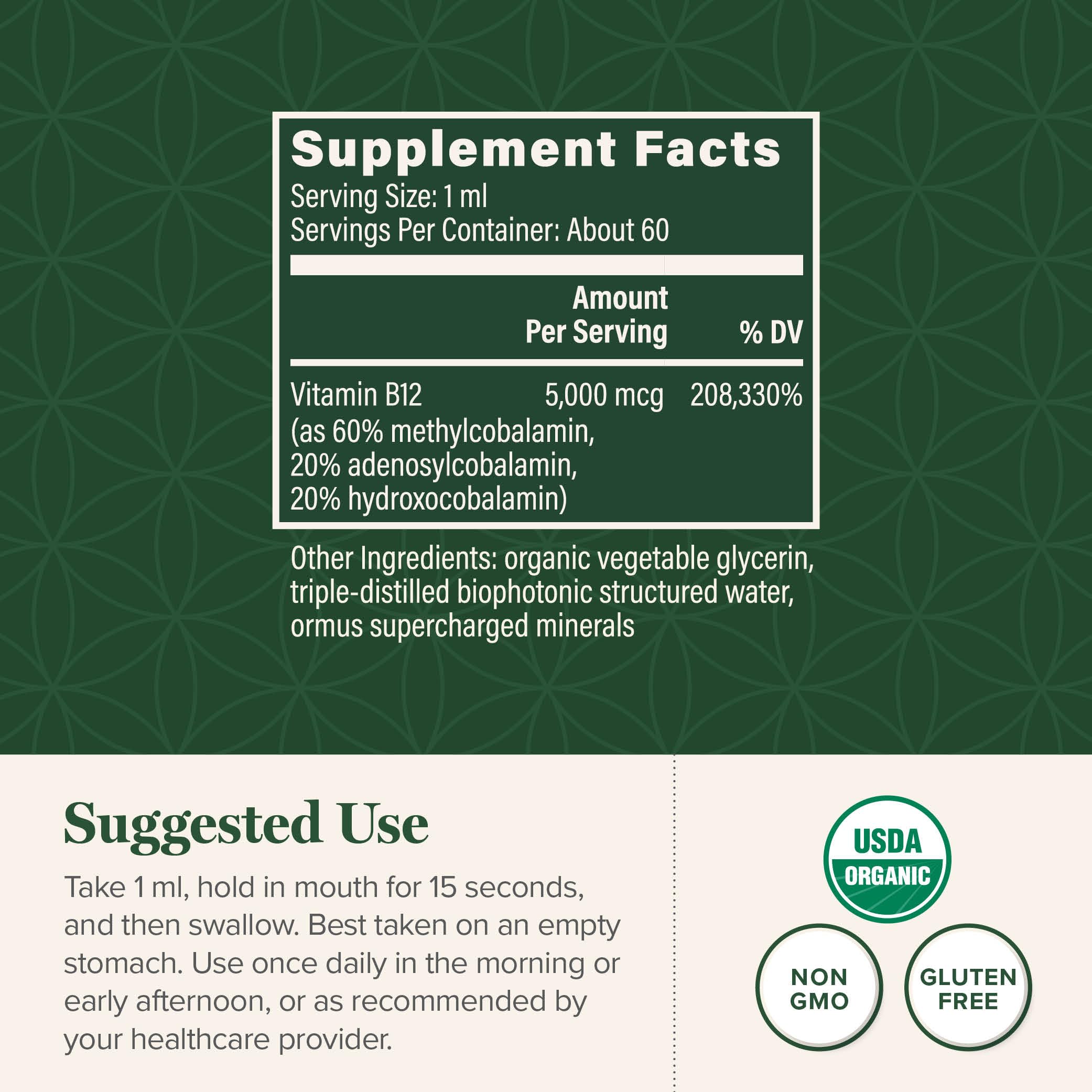 Global Healing Vitamin B12 Sublingual Liquid - Organic

