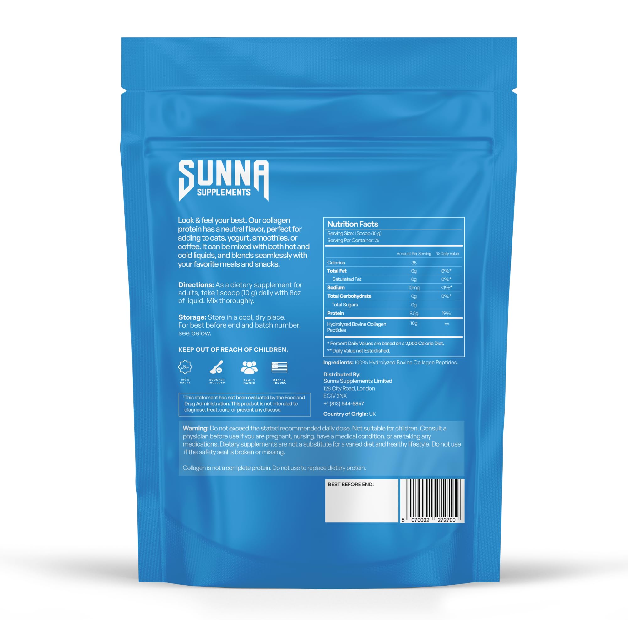 Sunna Supplements Collagen Powder Type I & III | Halal UK

