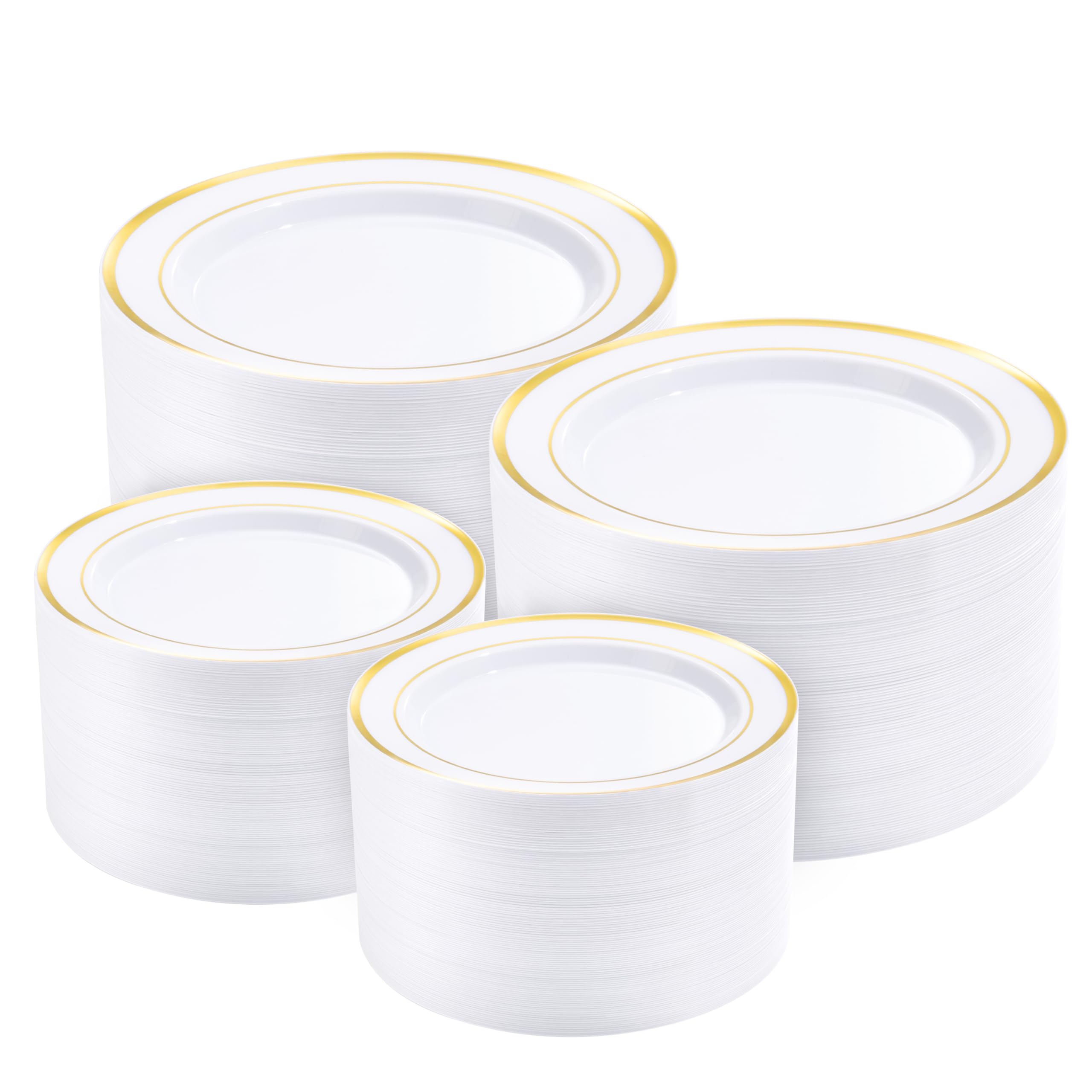 BESTVIP Disposable Plastic Plates Set for Parties - Dinner and Dessert Plates