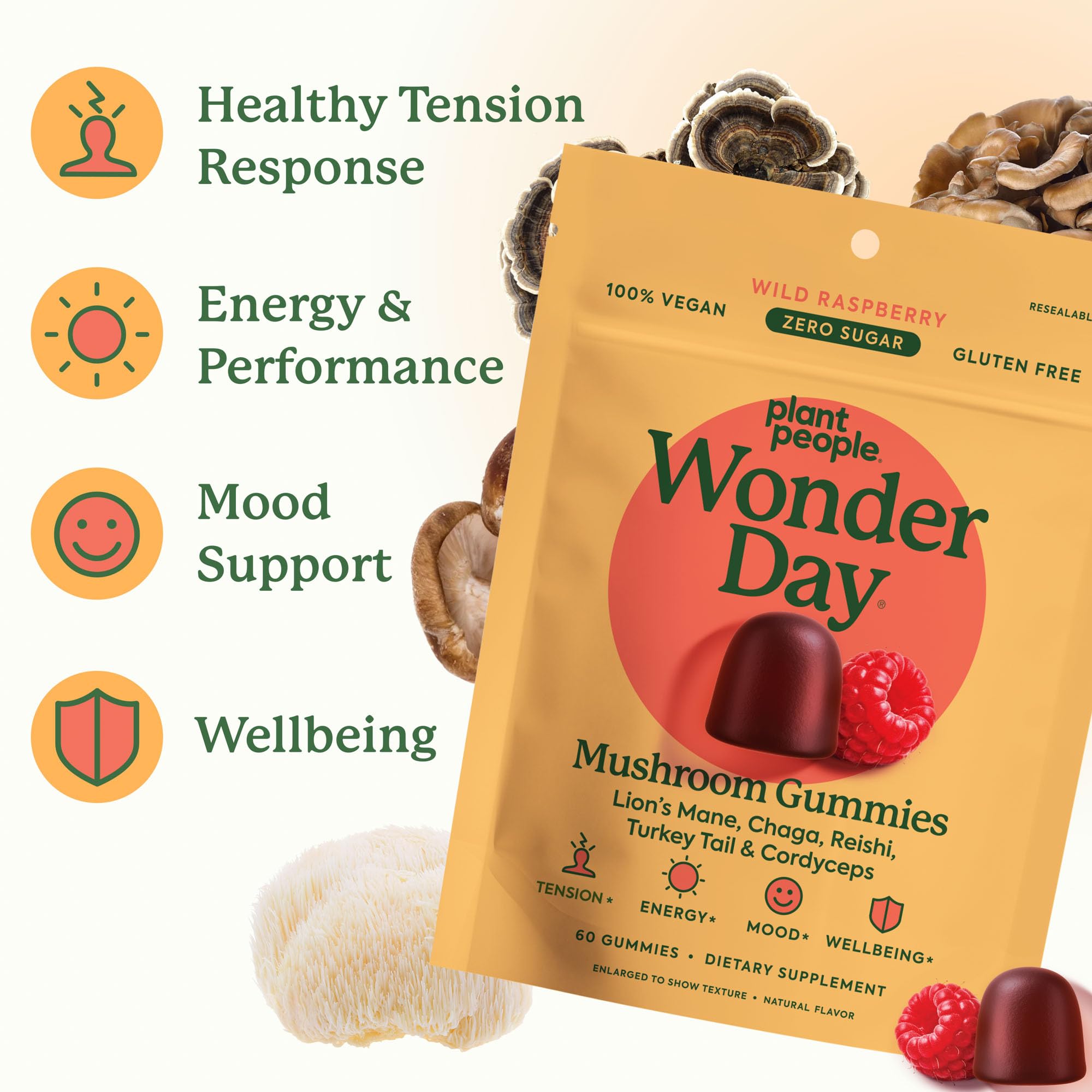 Plant People Mushroom Gummies WonderDay Immune & Mood Support

