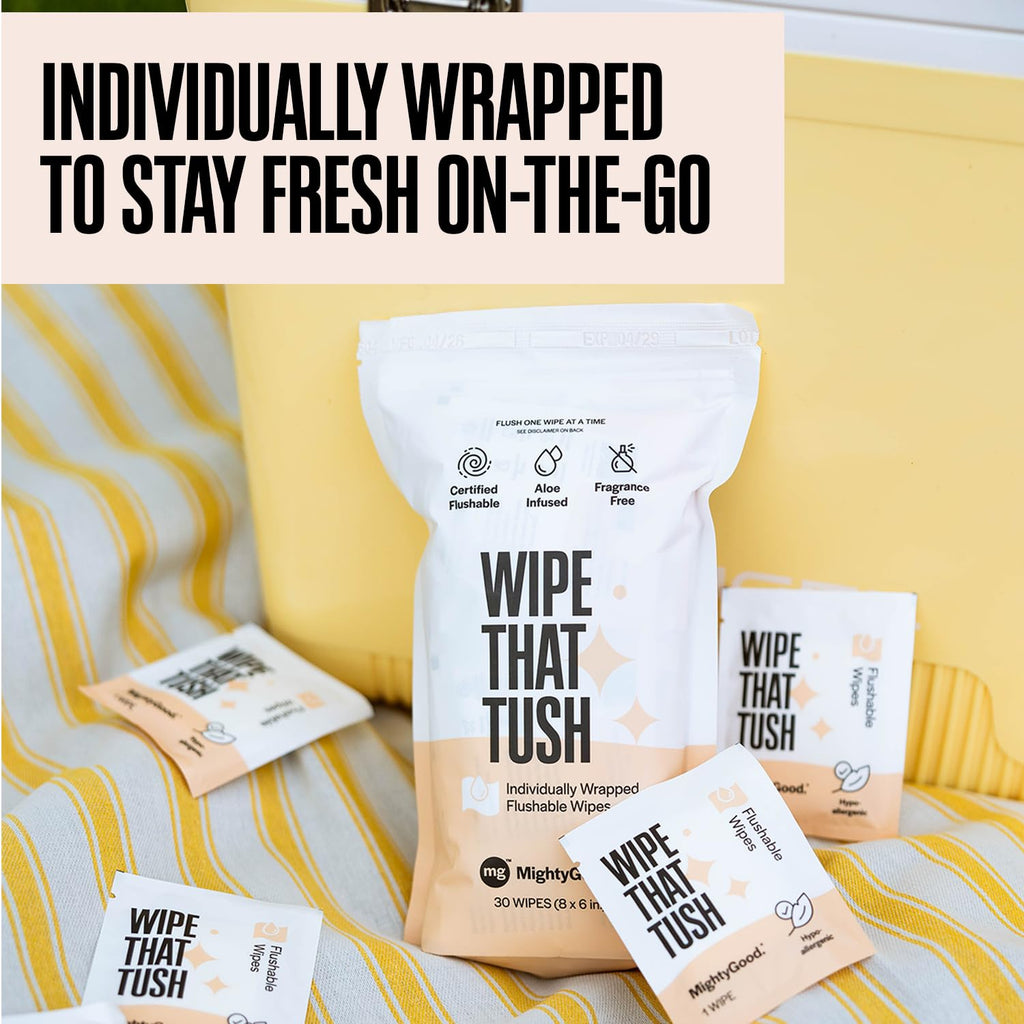 Wipe That Tush Flushable Wipes On-The-Go|Hypoallergenic Aloe

