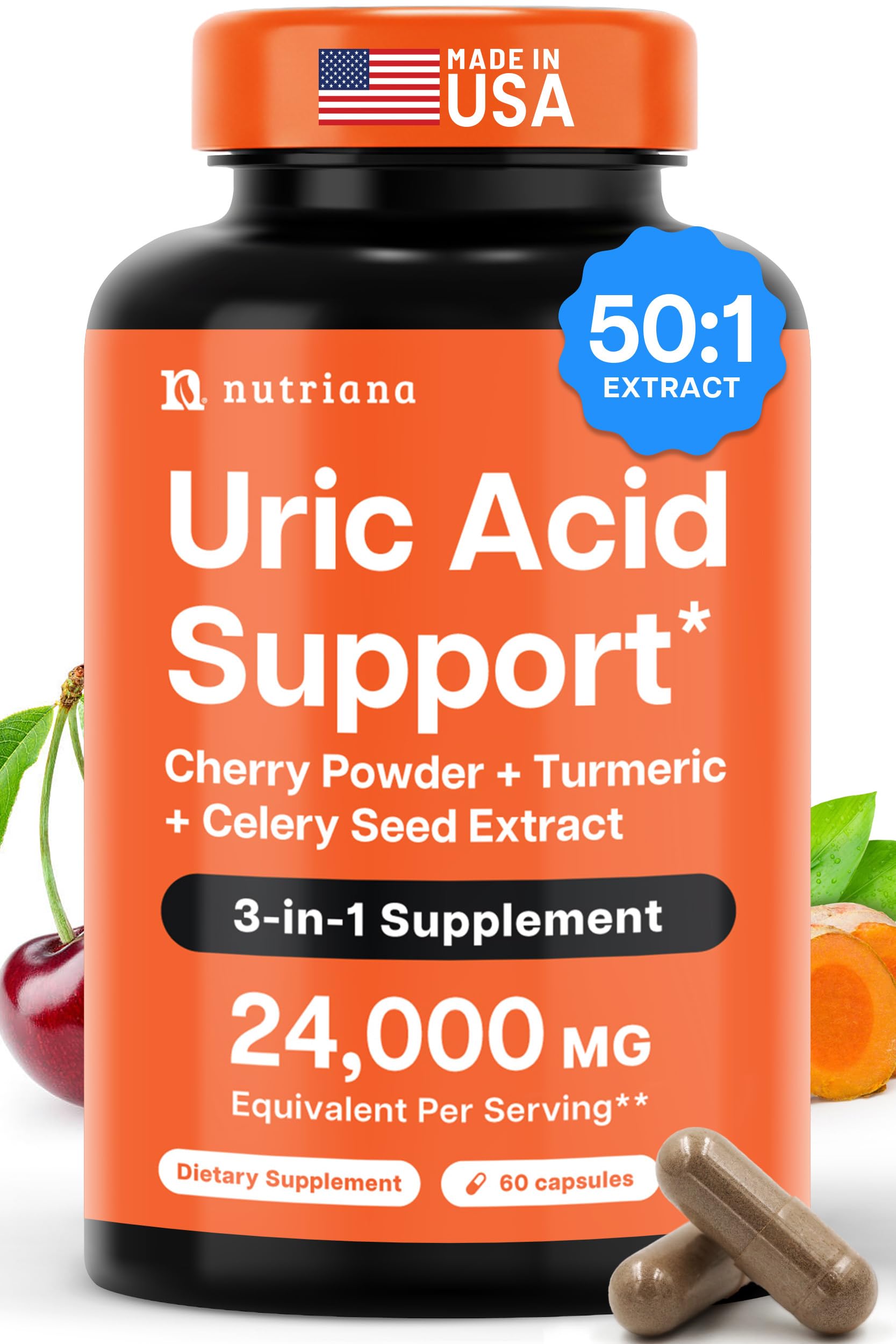 Uric Acid Support: Tart Cherry, Turmeric & Celery Seed

