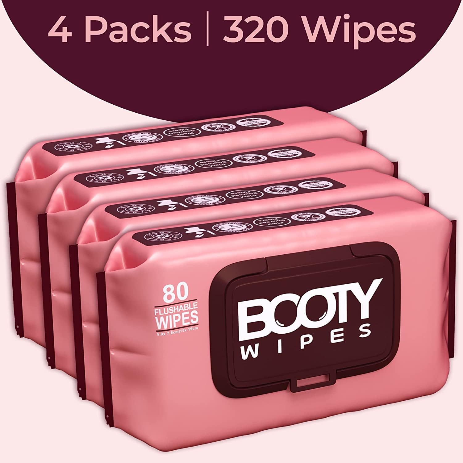 BOOTY WIPES Feminine Flushable Wipes with Aloe and Vitamin E

