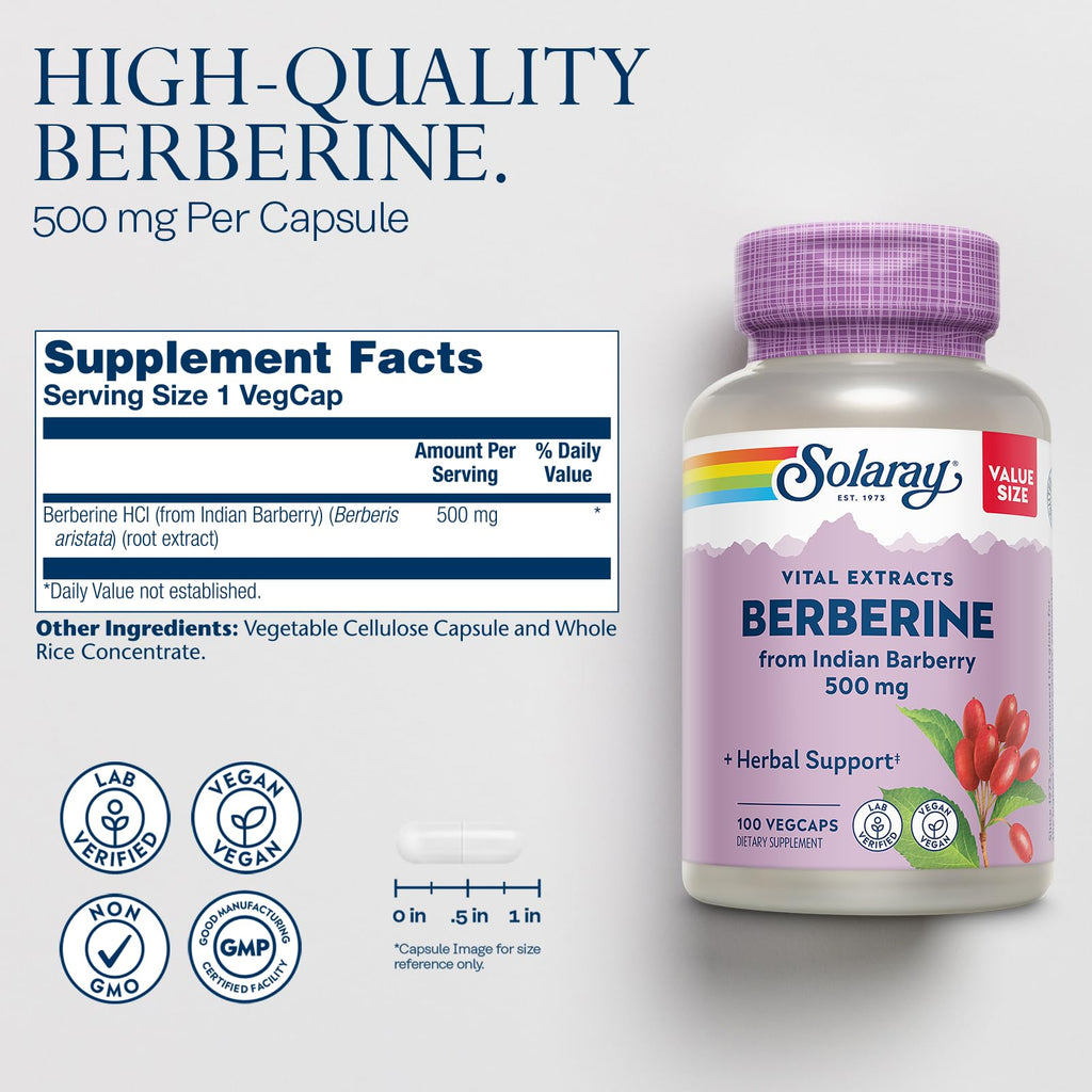 Solaray Berberine HCl Supplement - Vegan and Non-GMO


