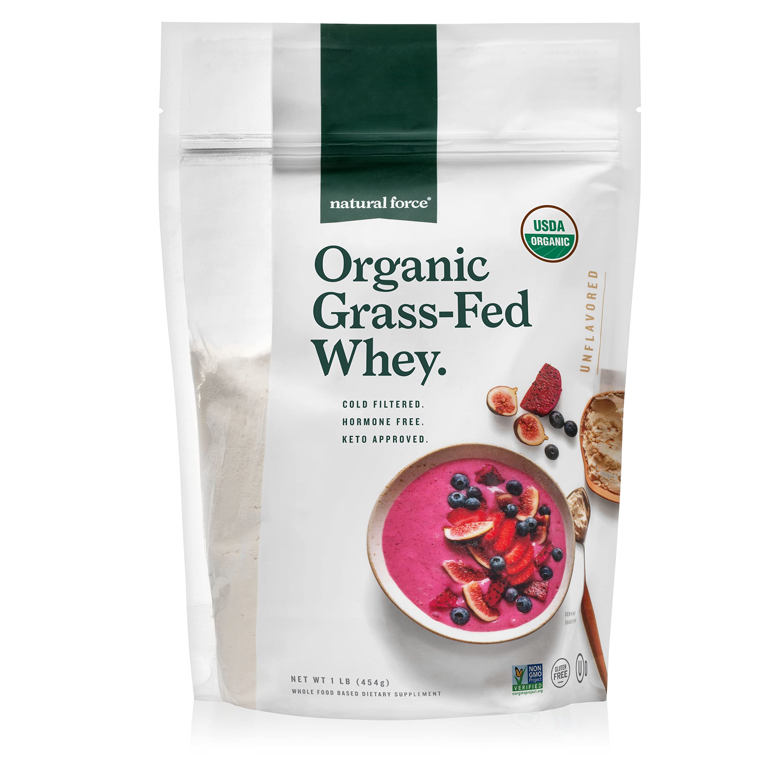 Natural Force Grass Fed Organic Whey Protein Powder – Non-GMO, Lab Tested
