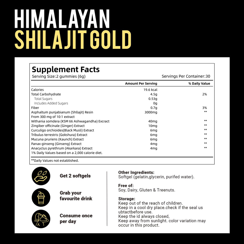 VivoNu Himalayan Shilajit Gummies with Ashwagandha & Gokshura

