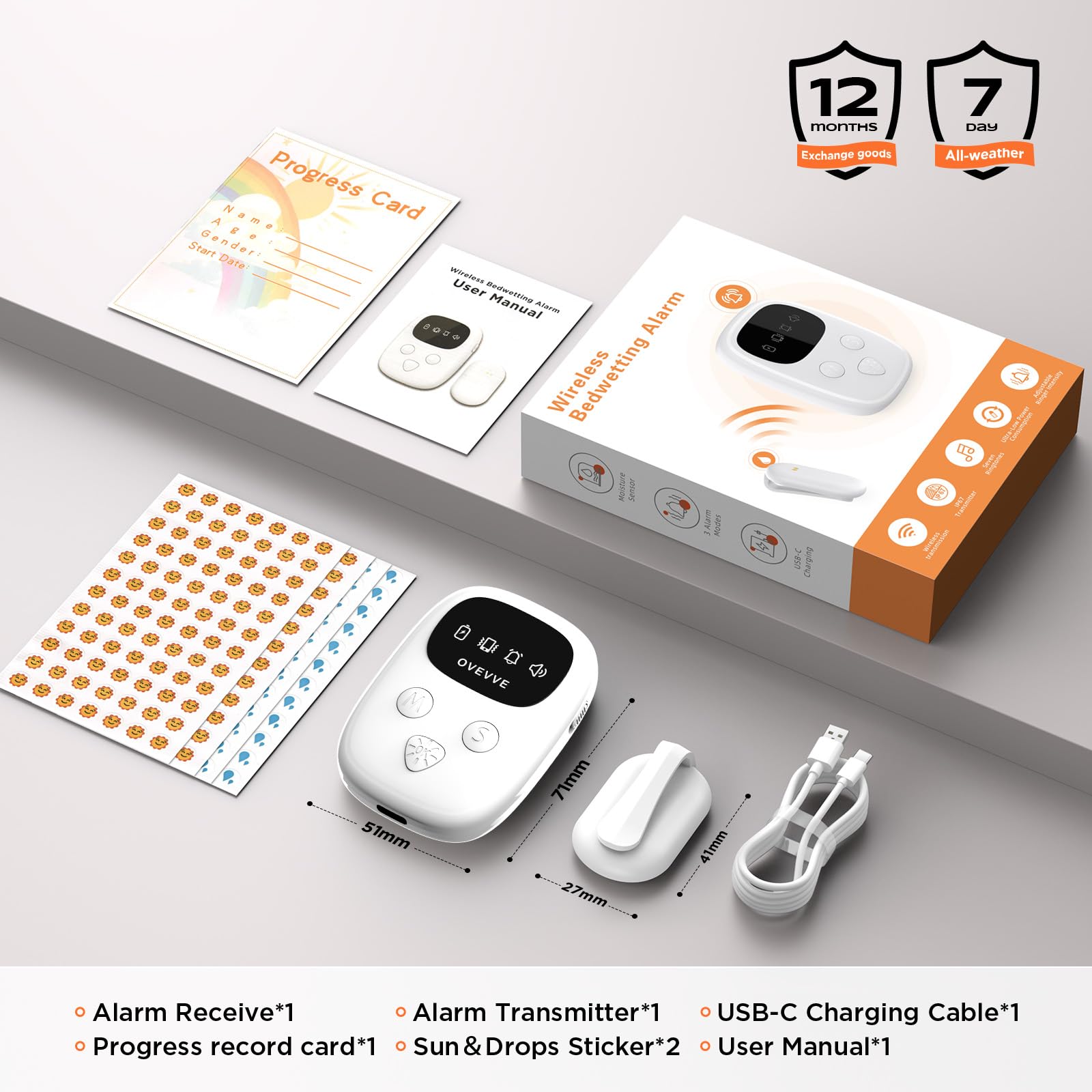 Wireless Bedwetting Alarm for Kids - 7 Melodies

