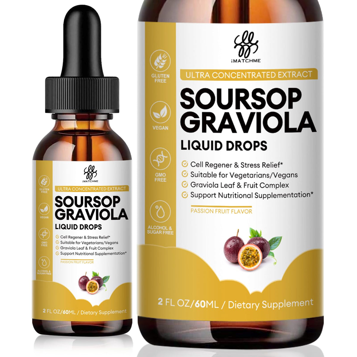 iMATCHME Soursop Graviola Liquid Drops for Immune Health and Gut Health