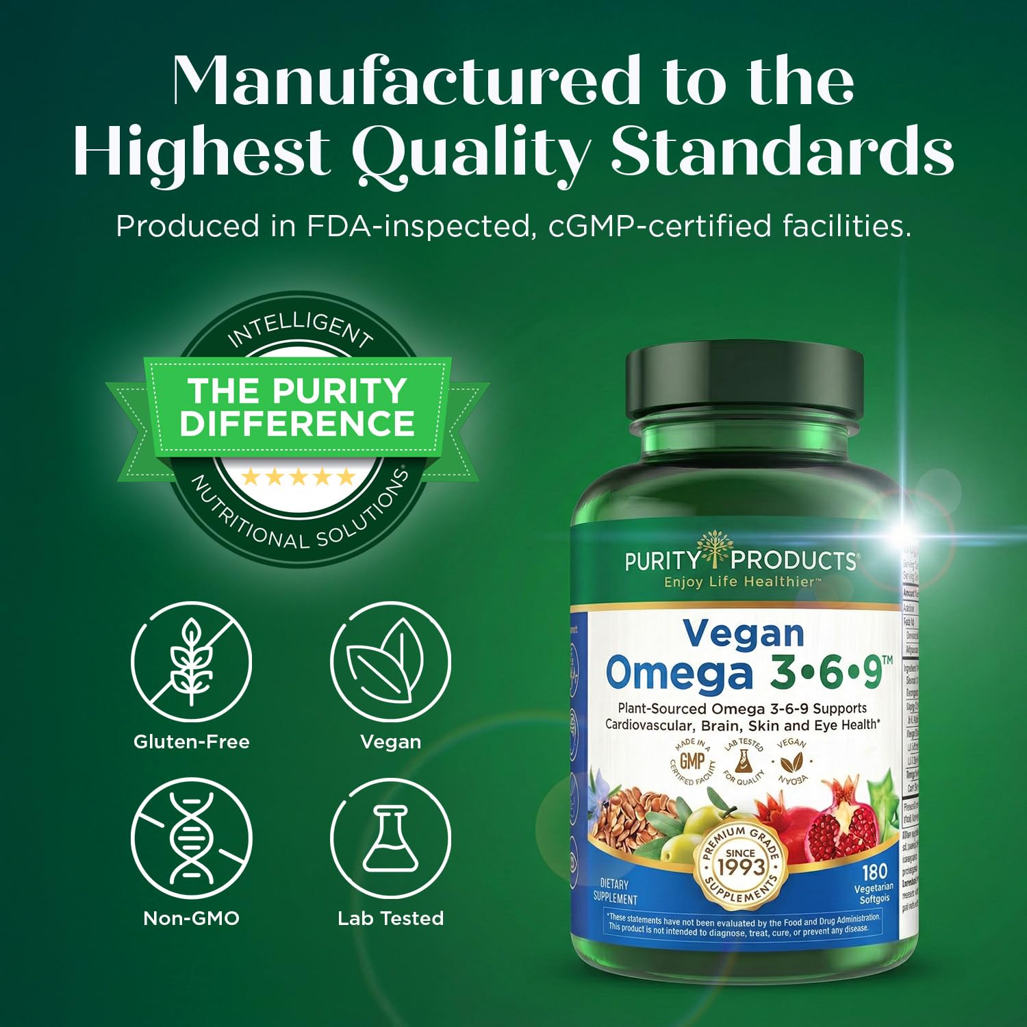 Purity Vegan Omega Three Six Nine Five-in-One Fatty Acids

