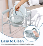 HOMLAND 3-in-1 Bedside Commode with Dual-Crossbar

