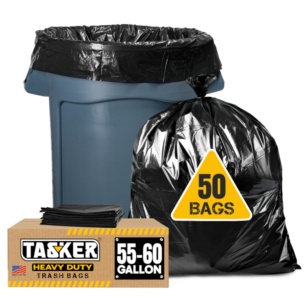 Tasker 55 Gallon Heavy Duty Trash Bags | Contractor Grade

