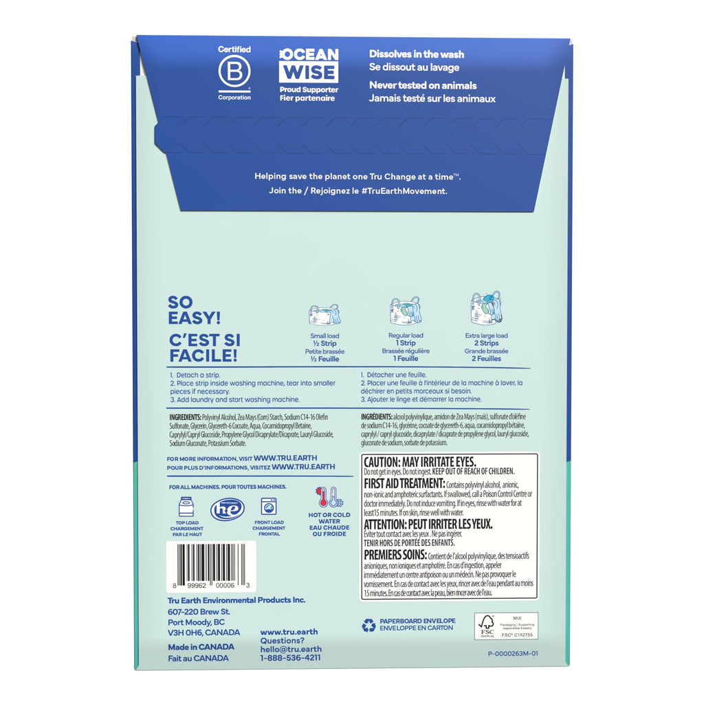 Tru Earth Compact Dry Laundry Detergent Sheets Eco-Strips

