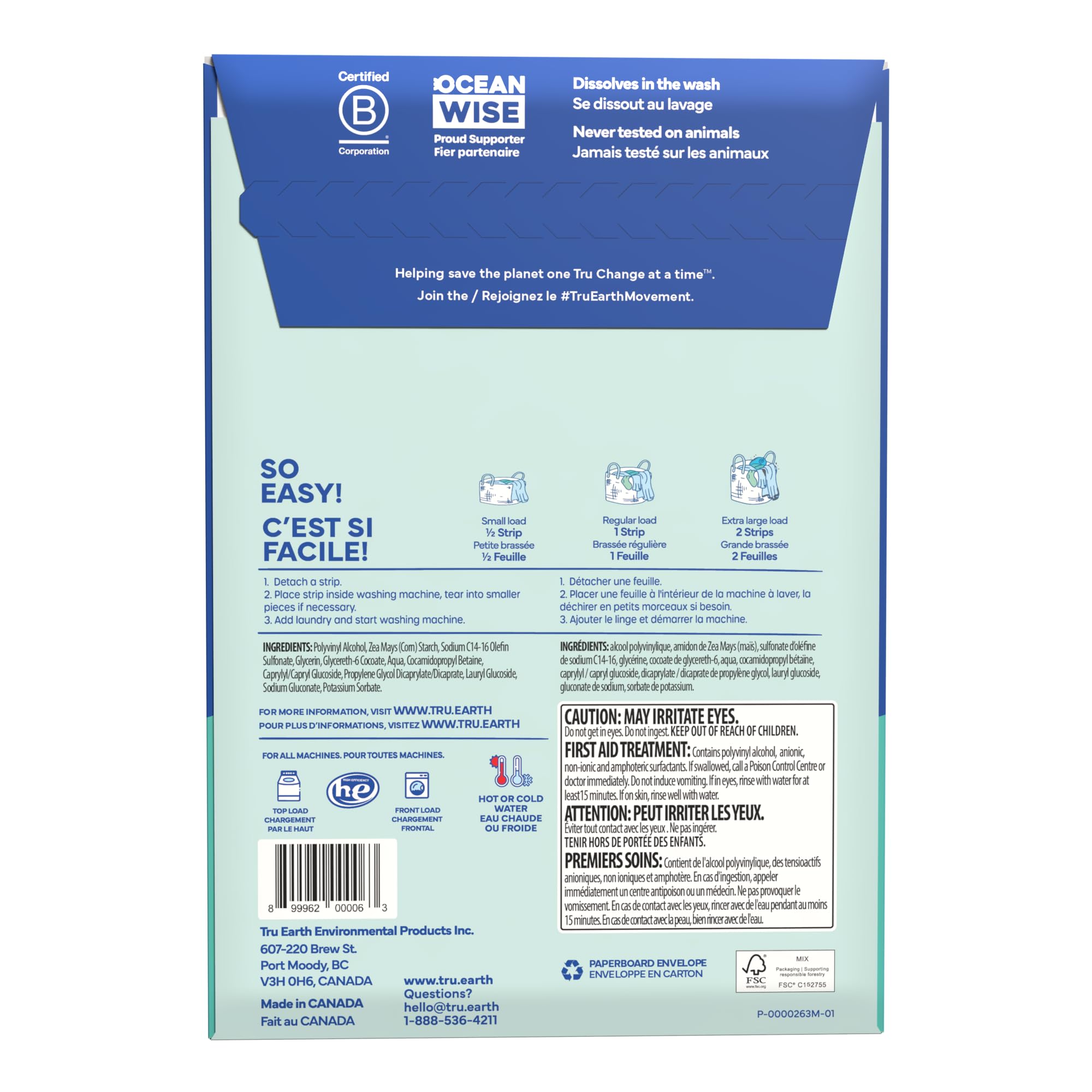 Tru Earth Compact Dry Laundry Detergent Sheets Eco-Strips

