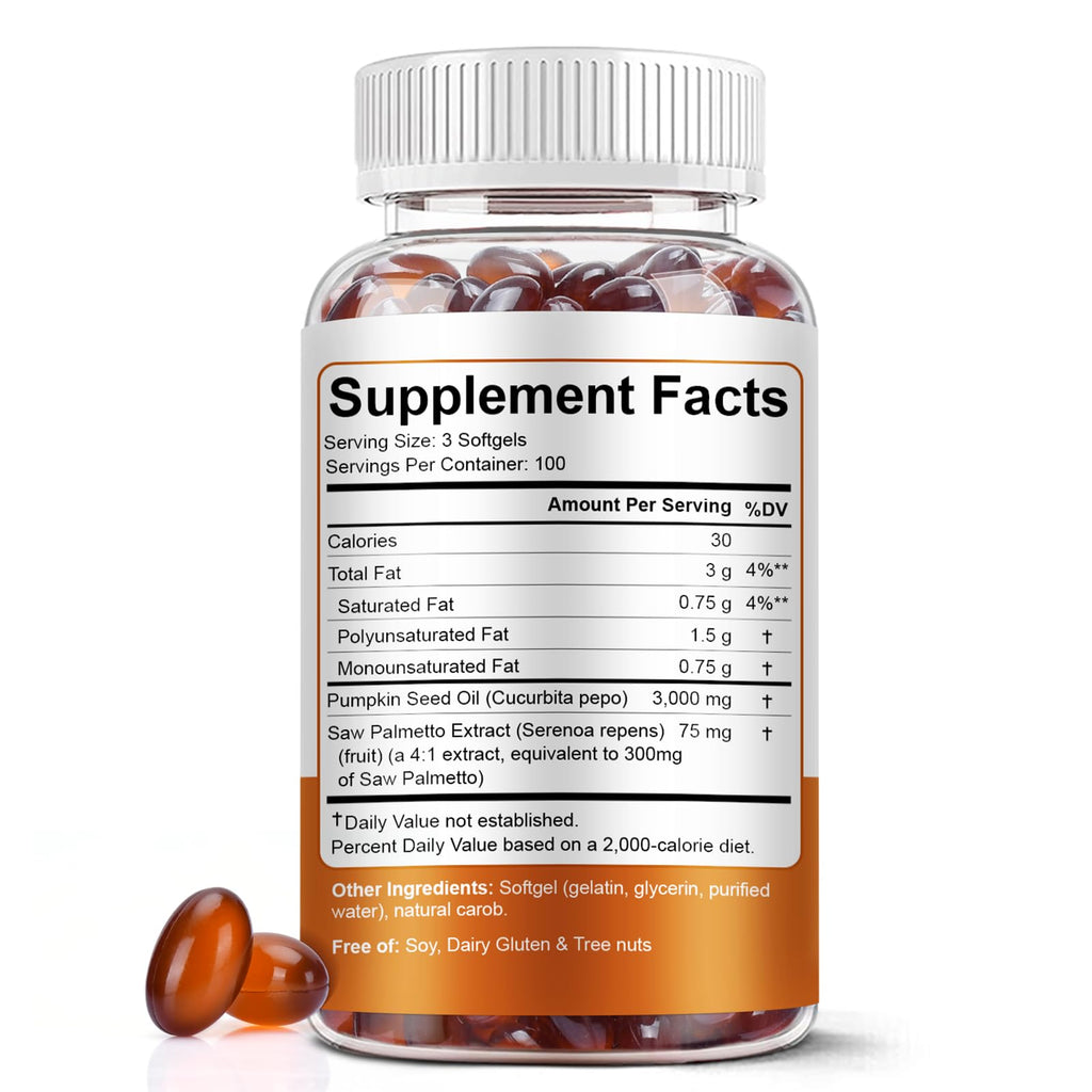 Pumpkin Seed Oil with Saw Palmetto Softgels - Cold-Pressed

