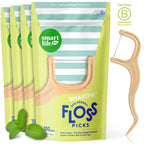 SmartLifeco Eco-Friendly Dental Floss Picks Mint Straw-Wheat

