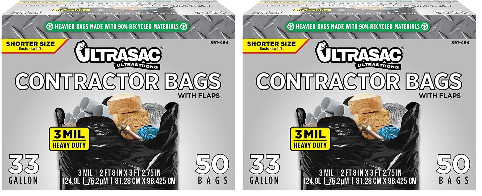 Ultrasac Contractor Trash Bags Heavy Duty 3 MIL with Twist Ties