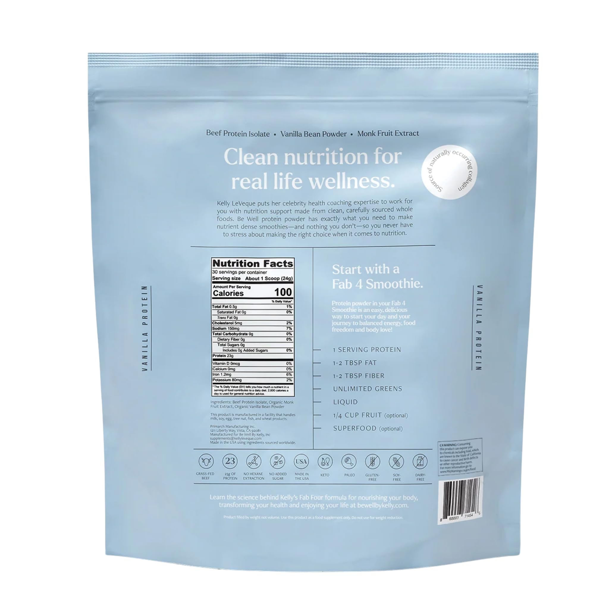 Be Well by Kelly Grass-Finished Beef Protein Powder

