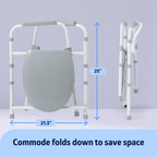 Medline 3-in-1 Steel Bedside Commode - Folding Frame

