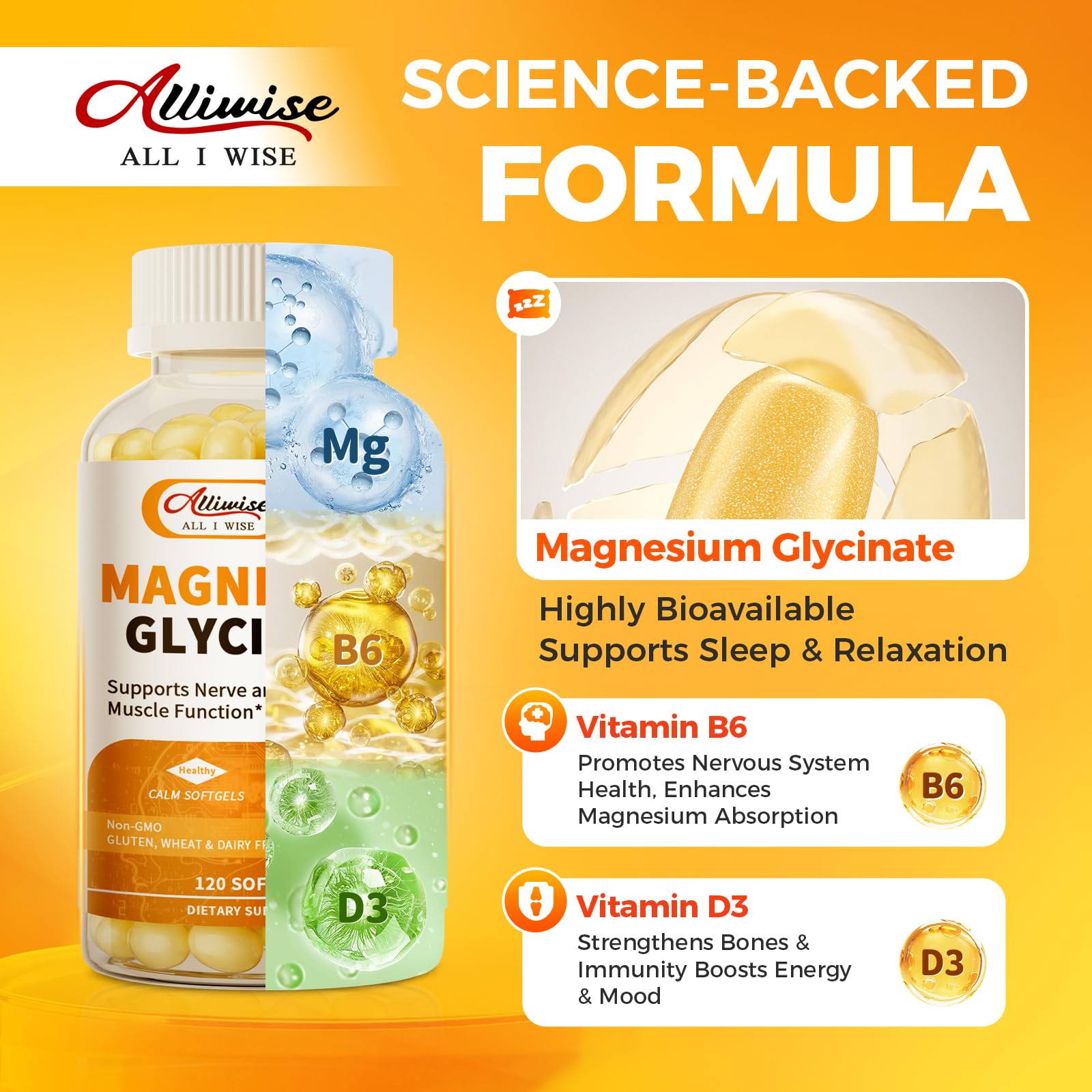 Magnesium Glycinate Softgels with Vitamin D3 & B6

