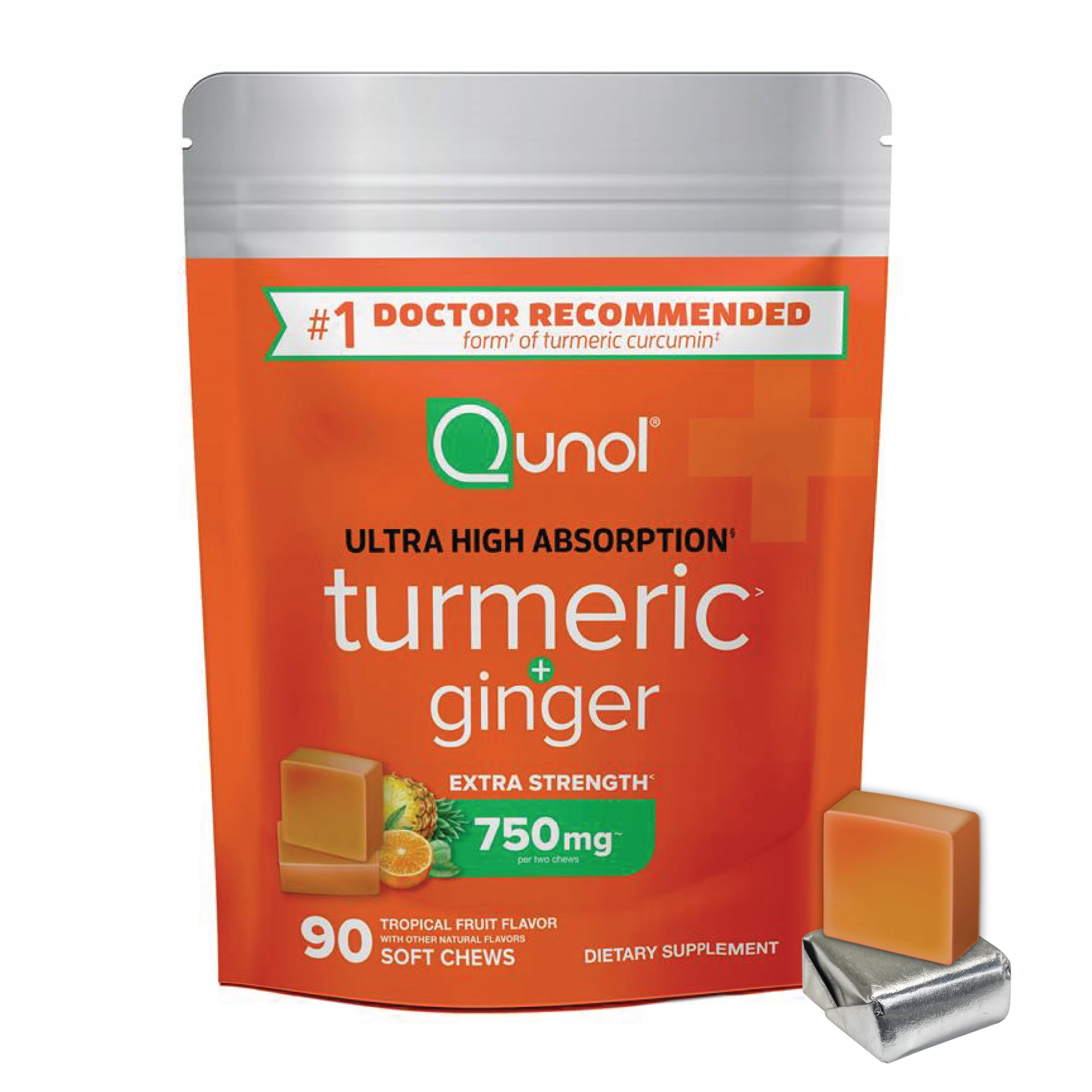 Qunol Turmeric & Ginger Soft Chews for Joint Support