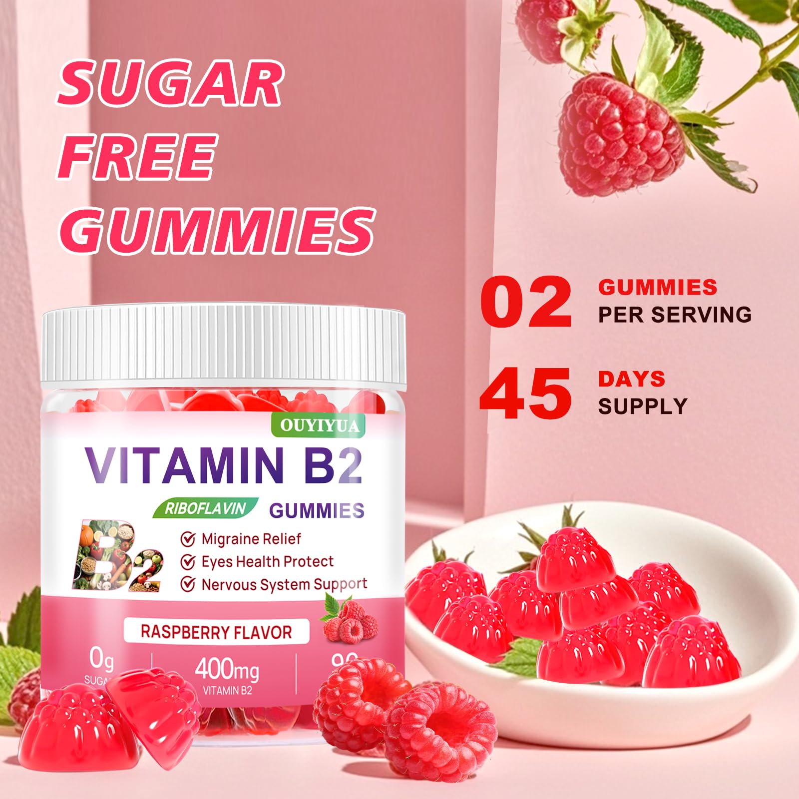 Vitamin B2 Riboflavin Gummies with Magnesium | Sugar-Free

