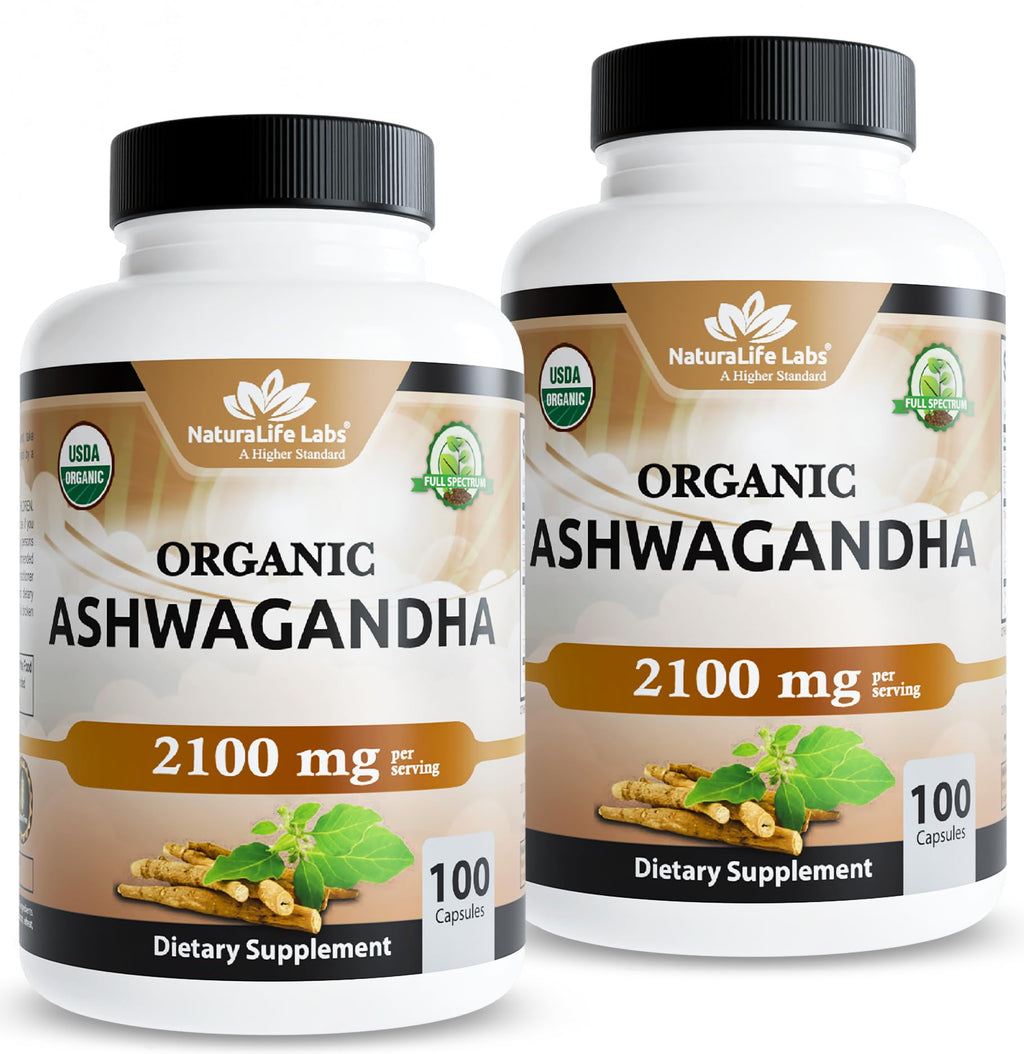 NaturaLife Labs Organic Ashwagandha 2100 mg – Full Spectrum

