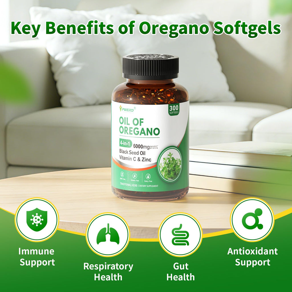 PWERD Oregano Oil Softgels with Black Seed for Immune Support

