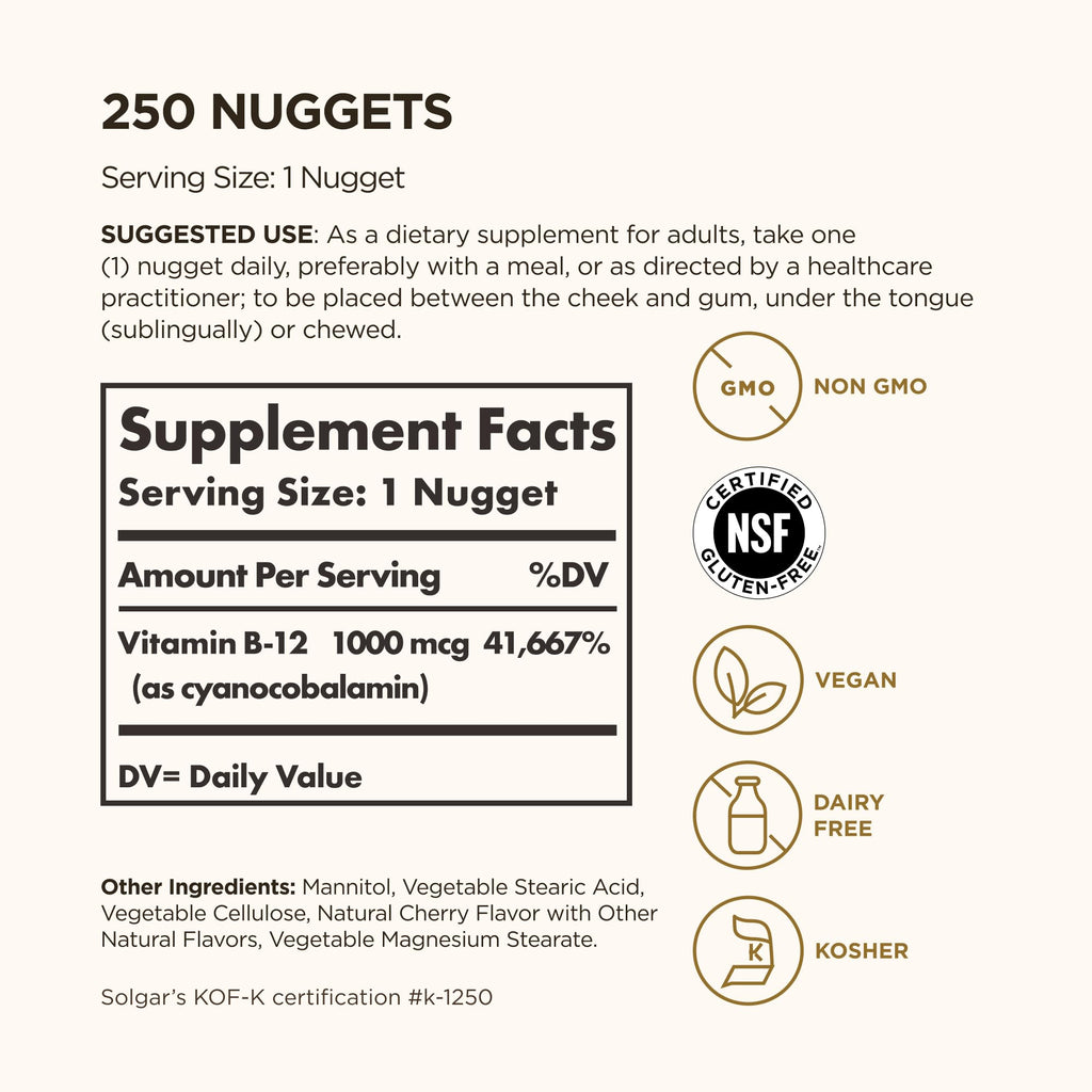 Solgar Vitamin B12 Sublingual 1000 mcg - Energy Support

