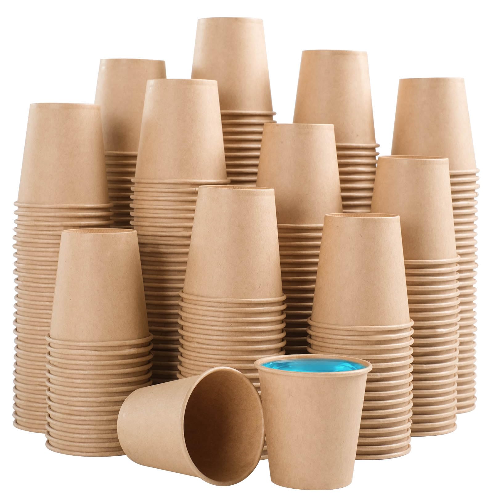 BYSNOW Disposable Kraft Paper Cups for Hot or Cold Beverages