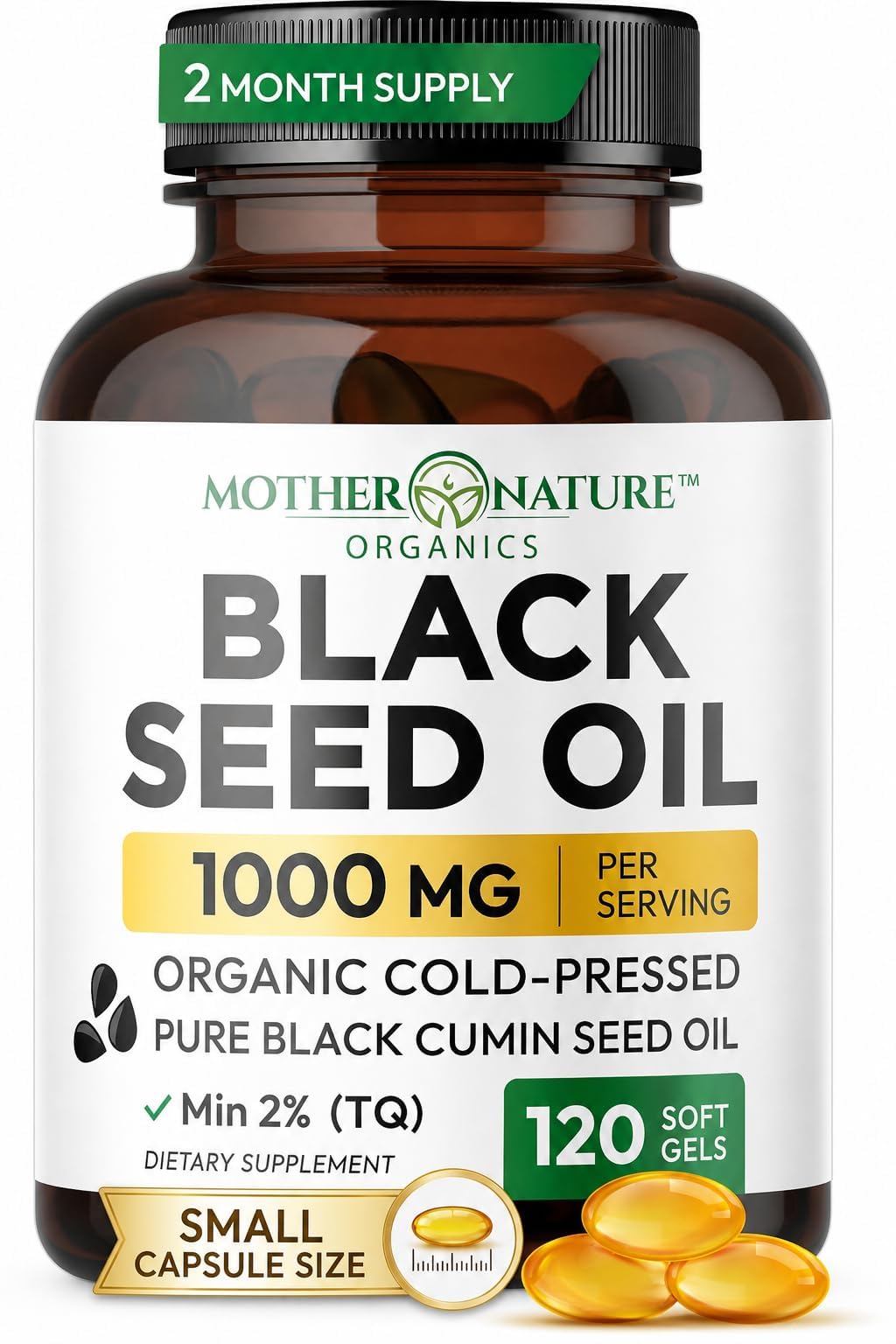 Black Seed Oil Capsules 1000mg Organic Cold Pressed

