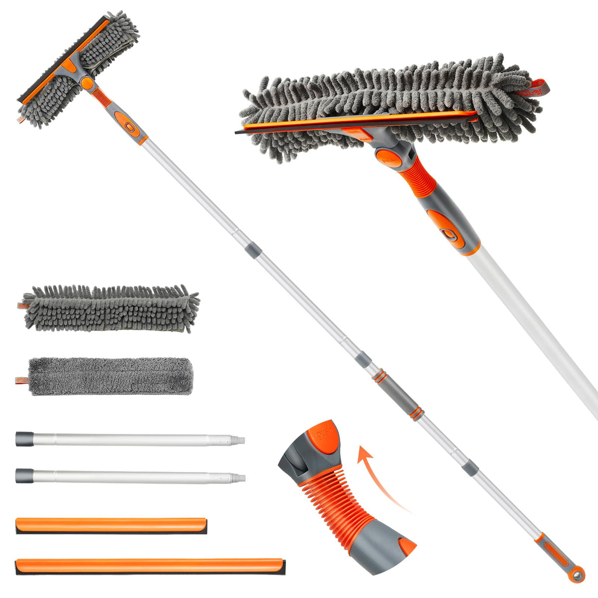 Eazer 2-in-1 Rotatable Window Cleaning Tool Kit with Extension Pole