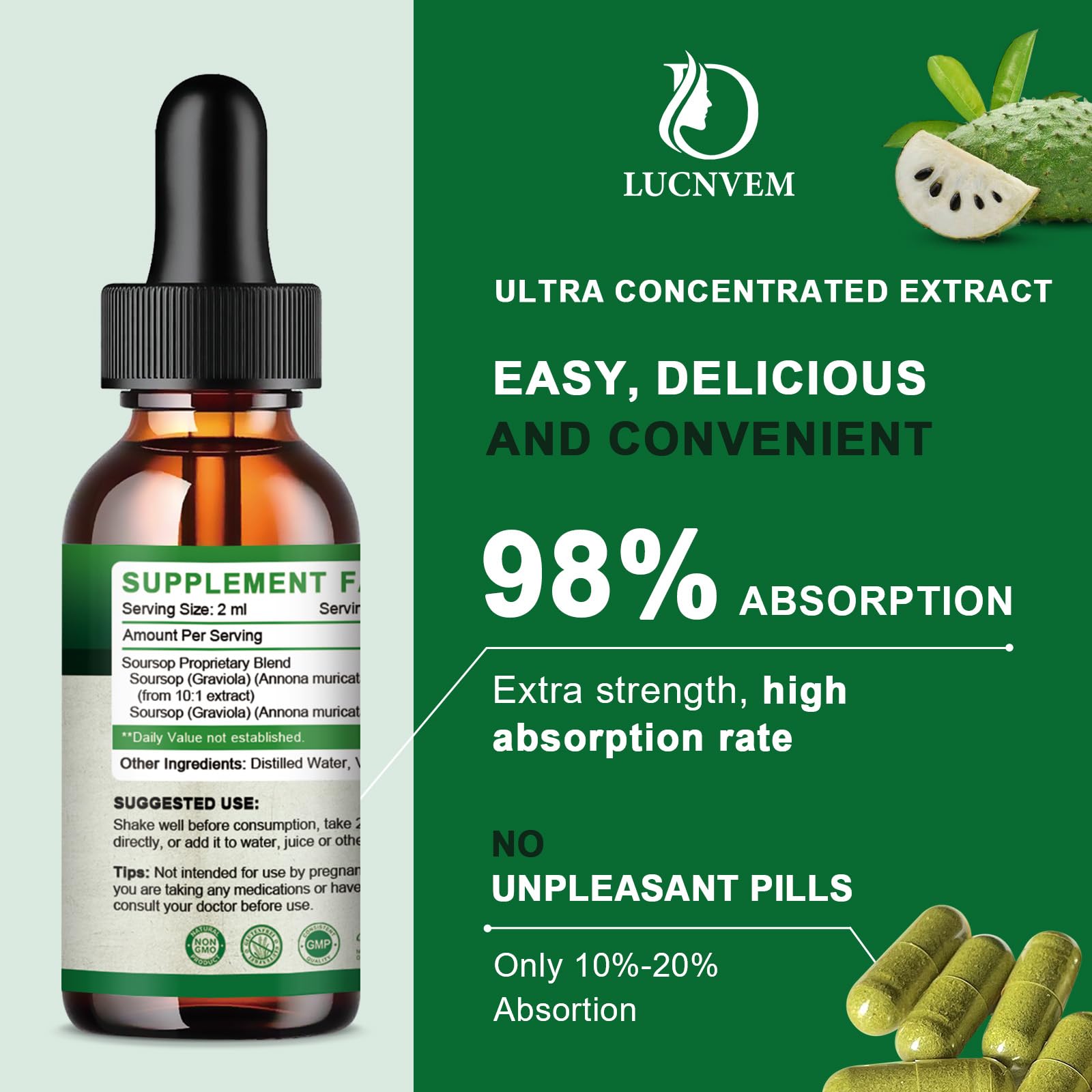 Organic Soursop Graviola Liquid Drops for Immune Support

