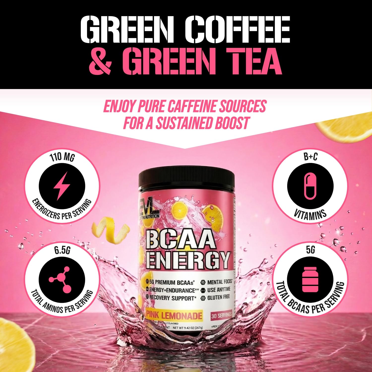 EVL BCAAs Amino Acids Powder – Pre Workout Energy


