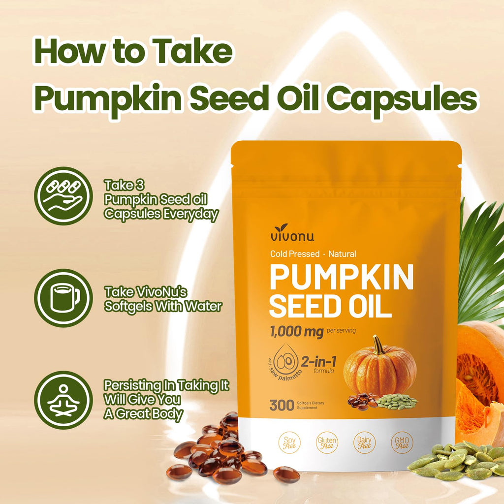 VivoNu Pumpkin Seed Oil with Saw Palmetto - Cold Pressed

