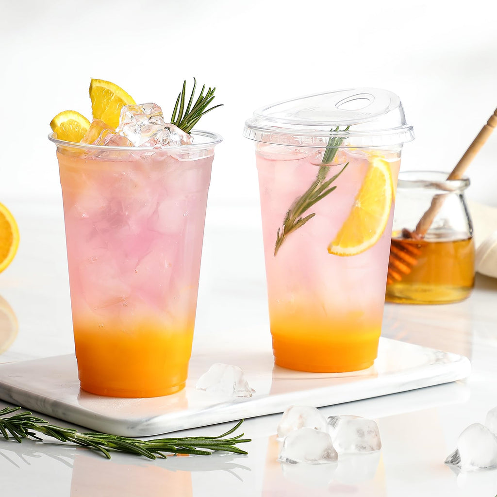 AOZITA Strawless Sip-Lid Plastic Cups - BPA-Free

