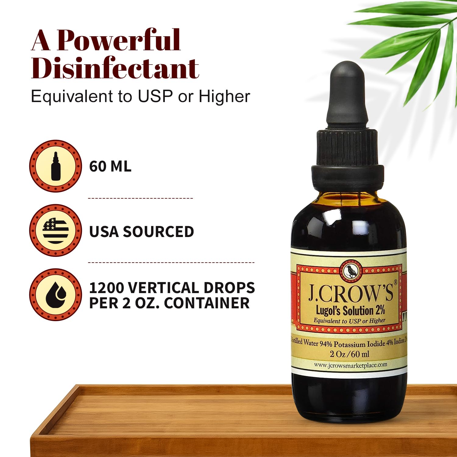 J.CROW'S Lugol's Iodine 2% Solution – Premium Iodine Liquid

