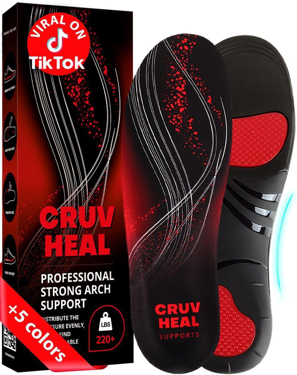 CRUVHEAL Plantar Fasciitis Insoles | Arch Support

