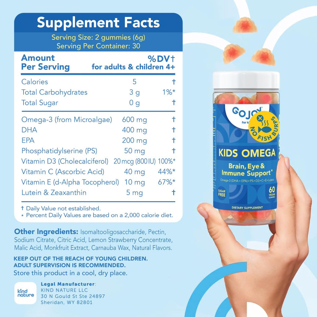 GOJOY Kids Omega-3 DHA Gummies - Plant-Based Algae DHA

