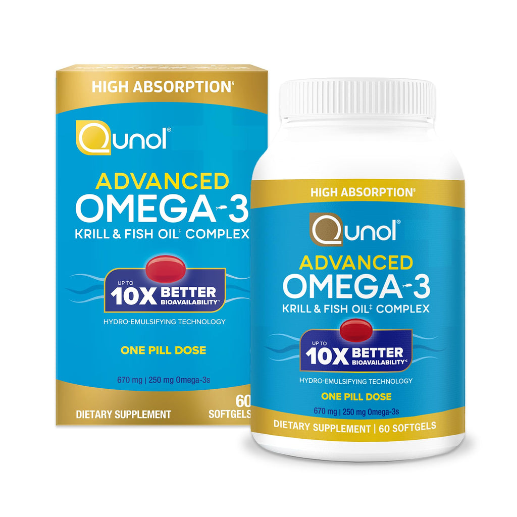 Qunol Advanced Omega-3 Krill & Fish Oil Complex - High Bioavailability
