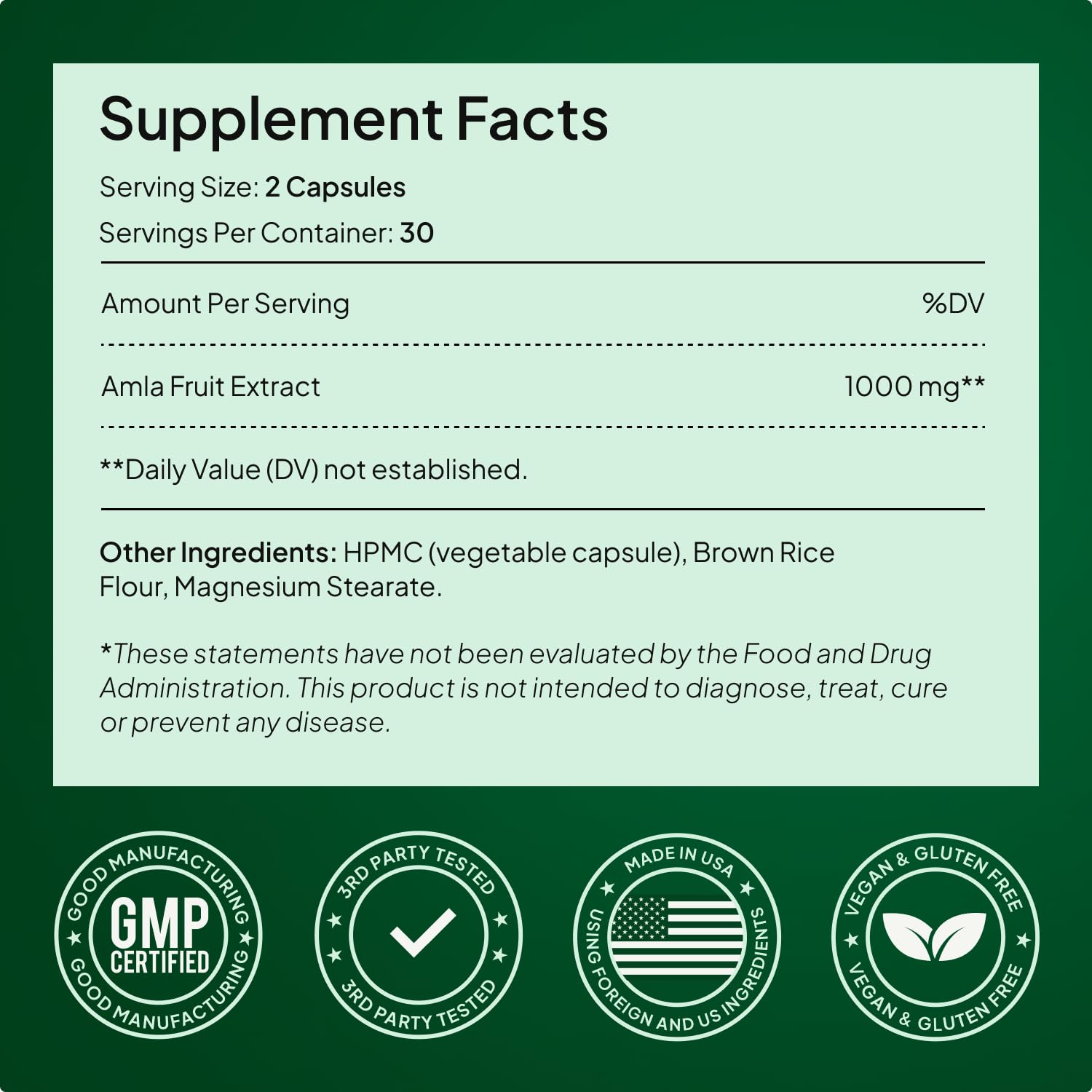 Alevia Organic Amla Capsules 1000mg | Indian Gooseberry

